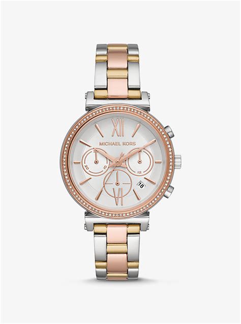 michael kors sofie pavé tri-tone watch|Michael Kors Women's Sofie Quartz Watch with Stainless.